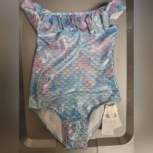 One Piece Swimsuit - Blue and Pink Mermaid Scales